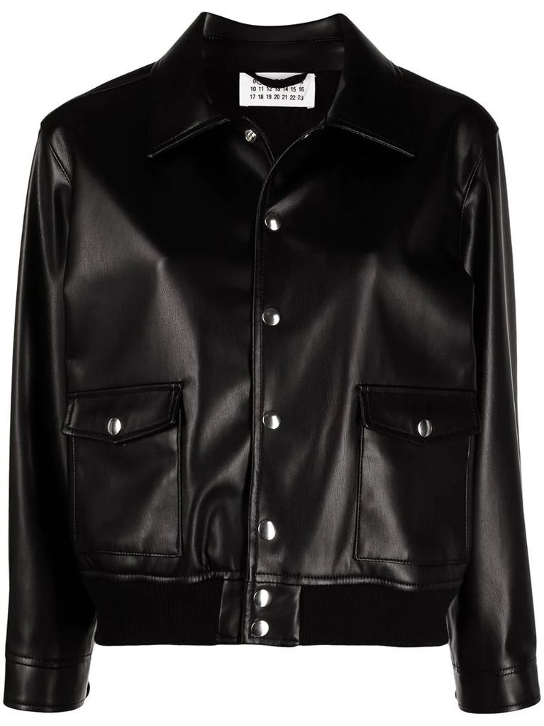 faux leather single breasted jacket