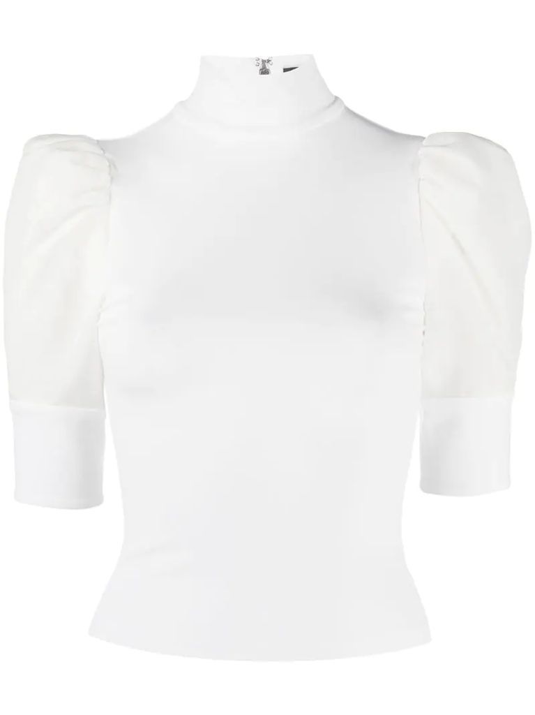 voile-panelled crepe top