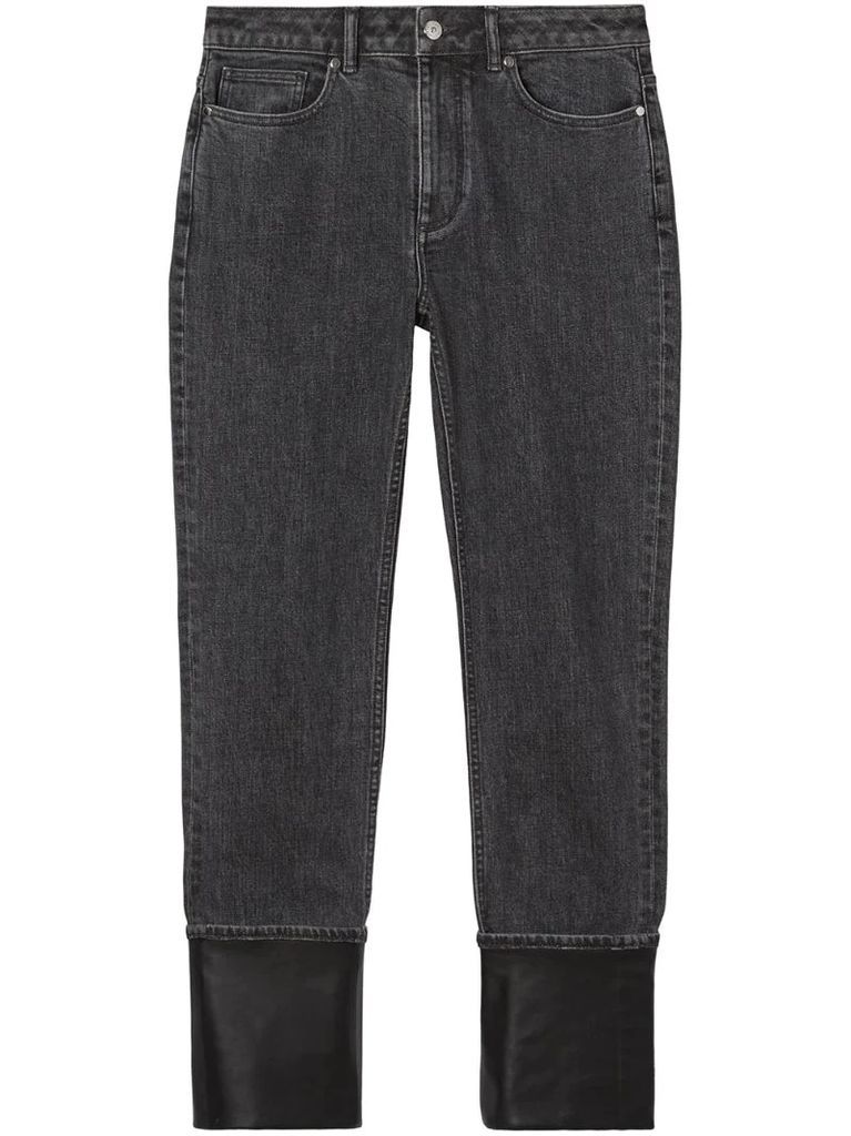 turn-up contrasting-cuff jeans