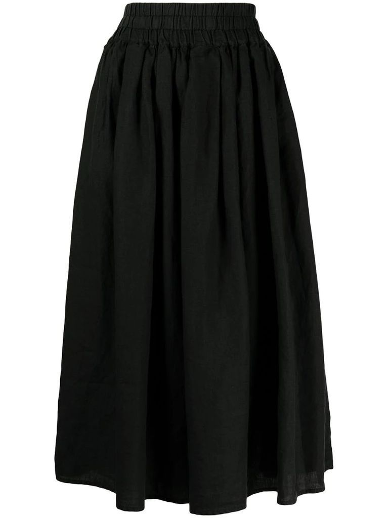A-line linen midi skirt
