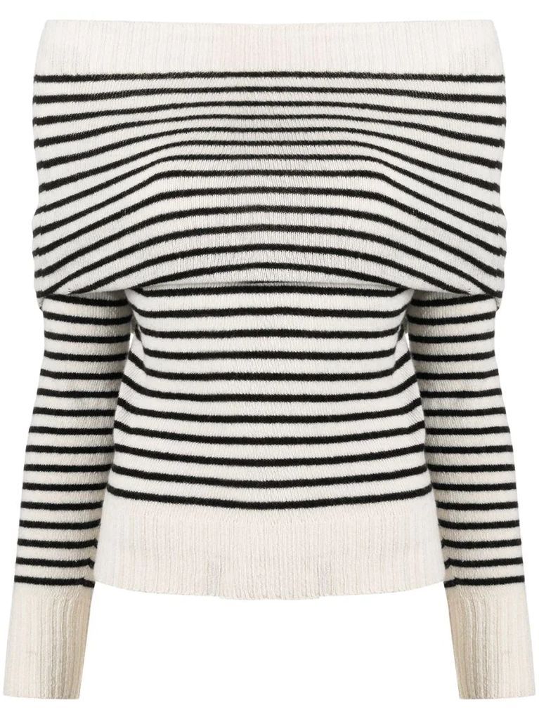 stripe-print cowl-neck jumper