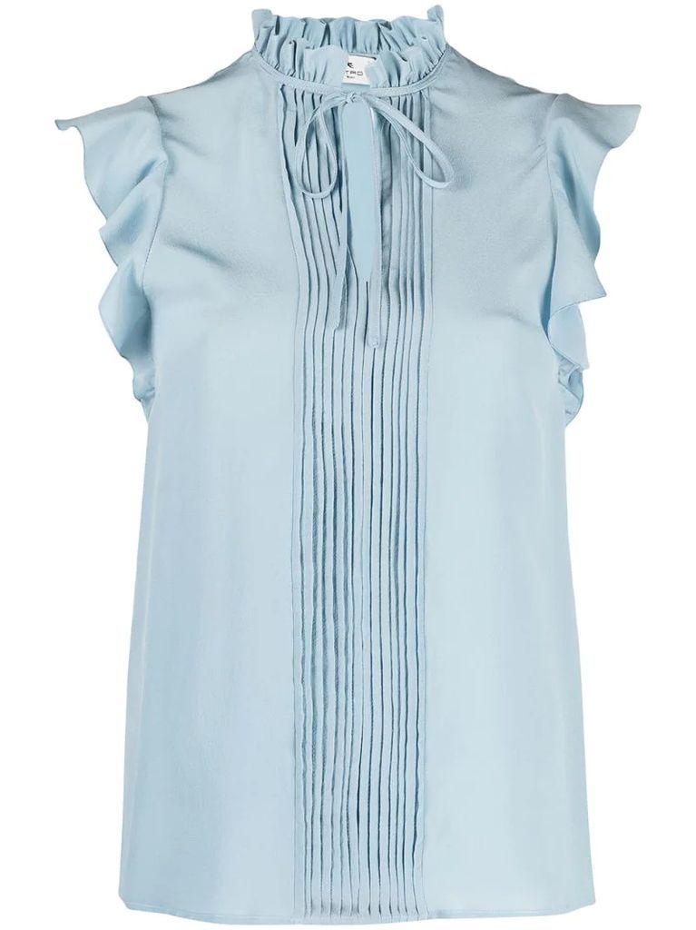 ruched-sleeve silk blouse