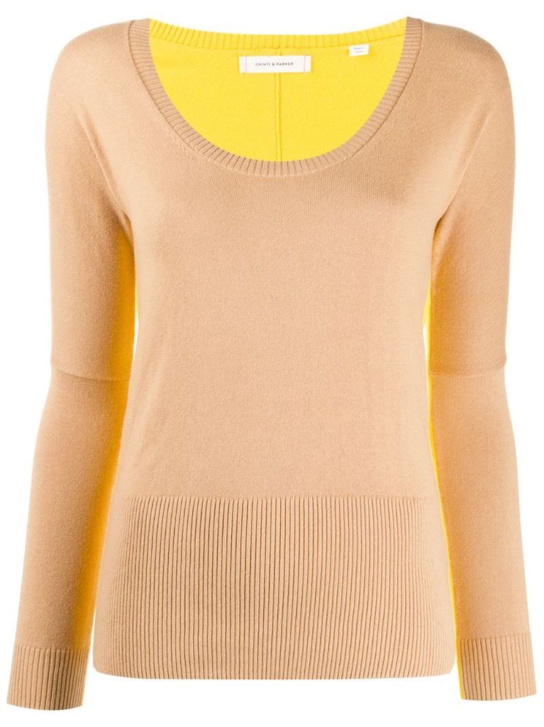 fitted two-tone pullover