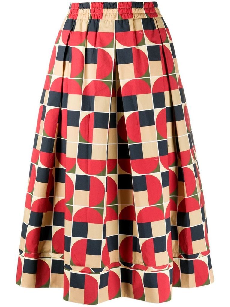 geometric print midi skirt