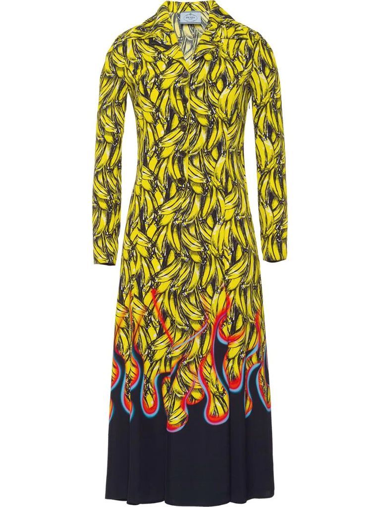 banana print midi dress