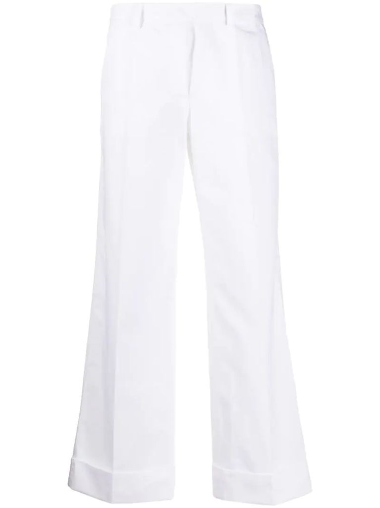 rolled cuff pleat detail cropped trousers
