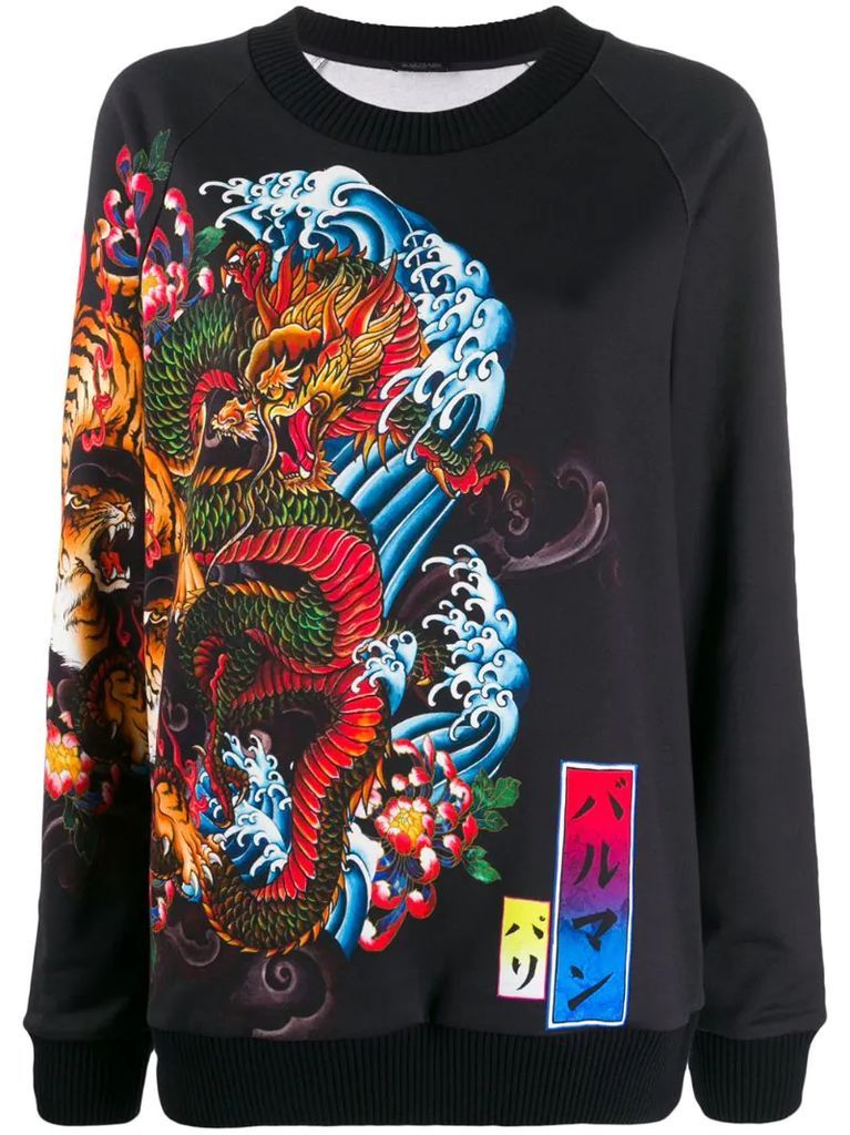 tiger and dragon print sweatshirt
