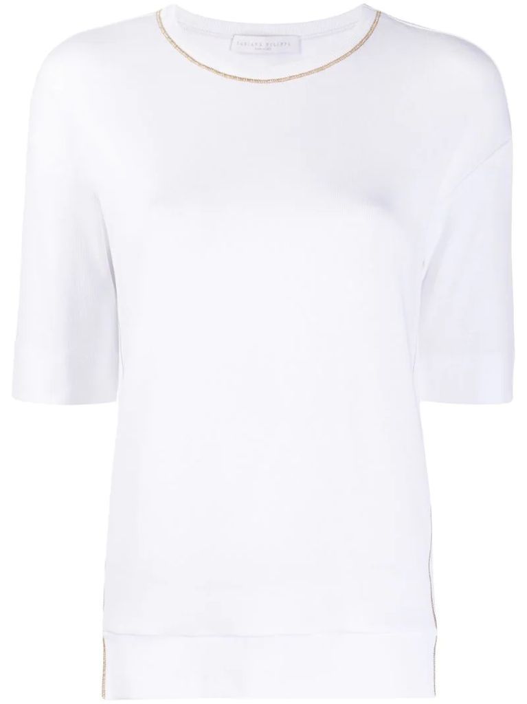 contrast stitching slim-fit T-shirt