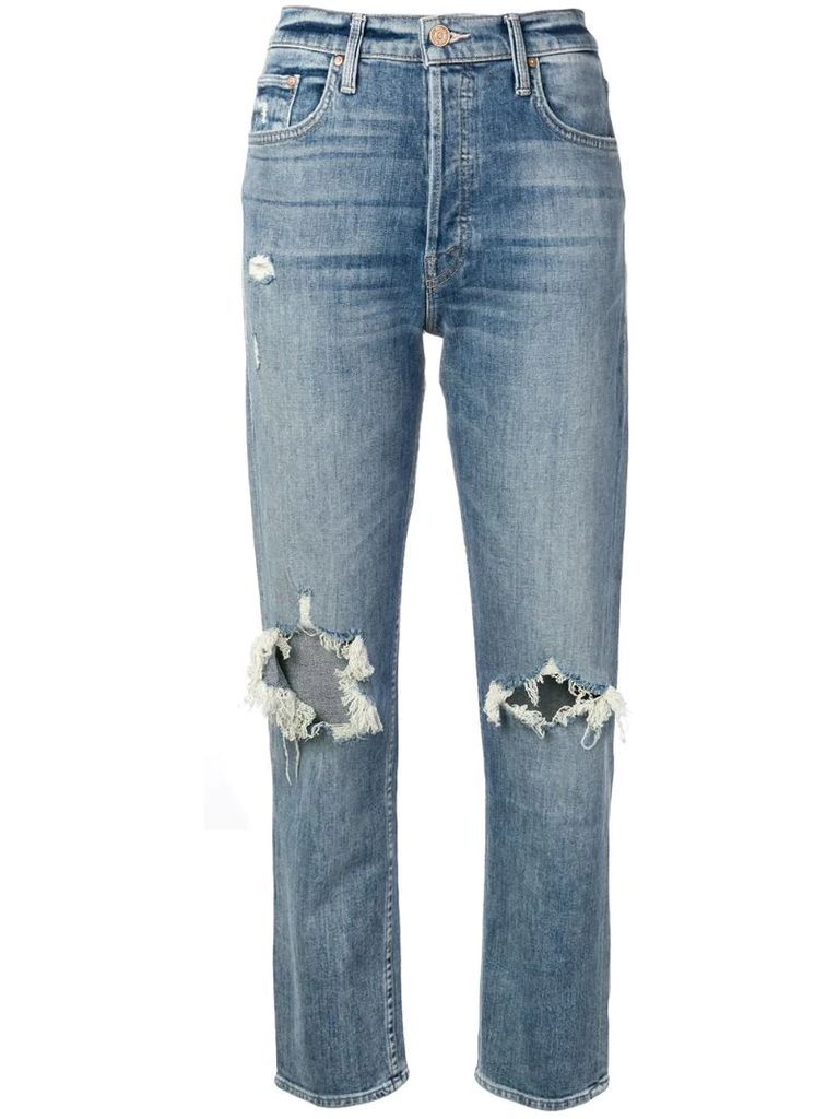 cropped distressed jeans