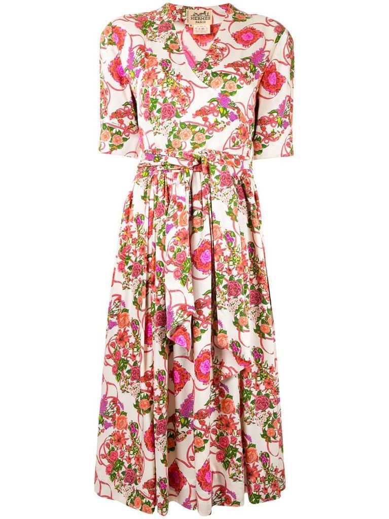 pre-owned floral wrap dress