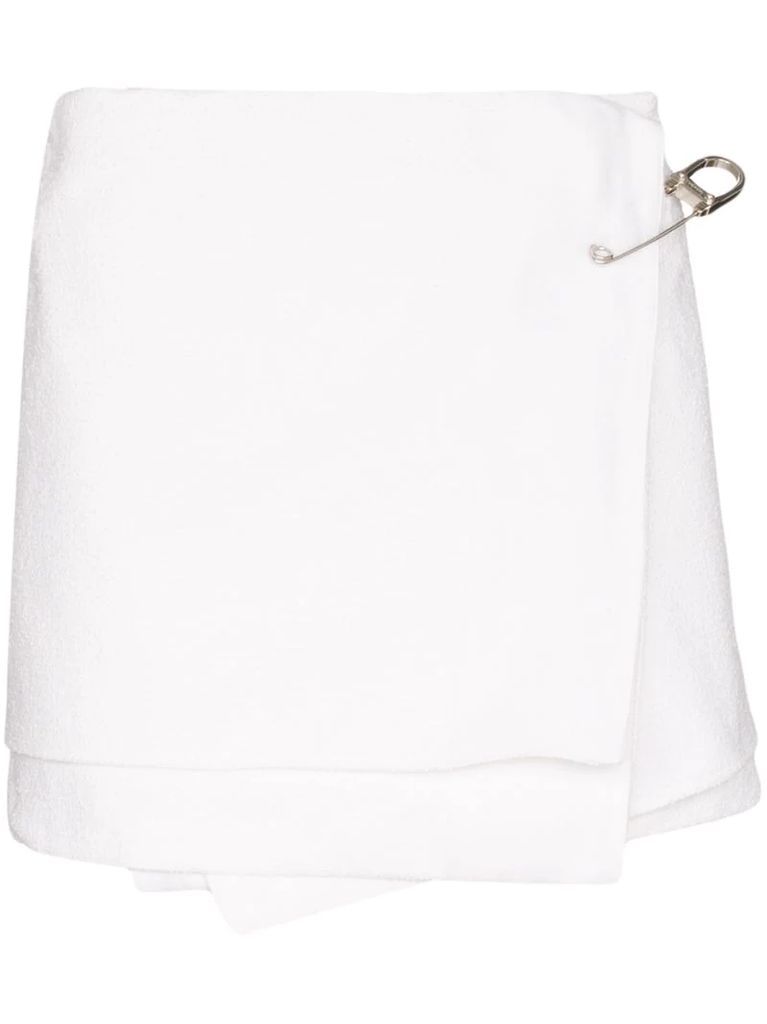 safety pin-detailed mini wrap skirt