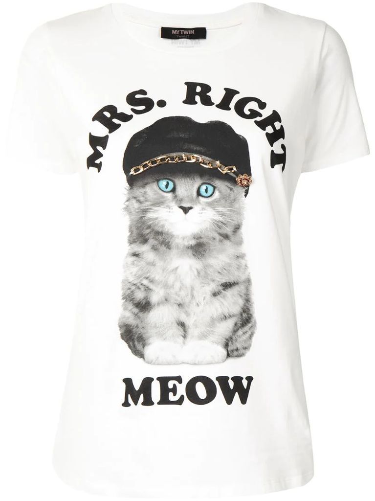 Mrs. Right Meow print T-shirt