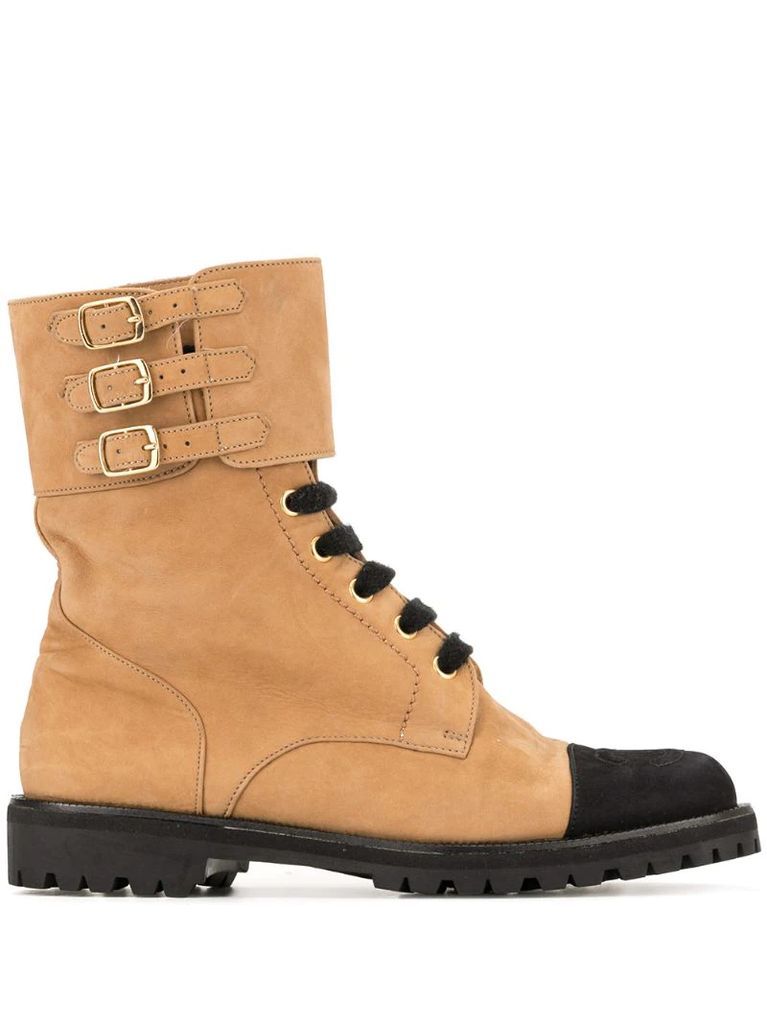 CC contrasting lace-up boots