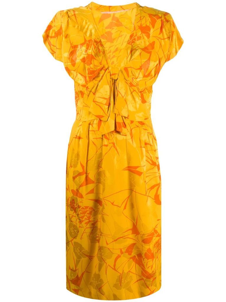 1980s tropical print dress