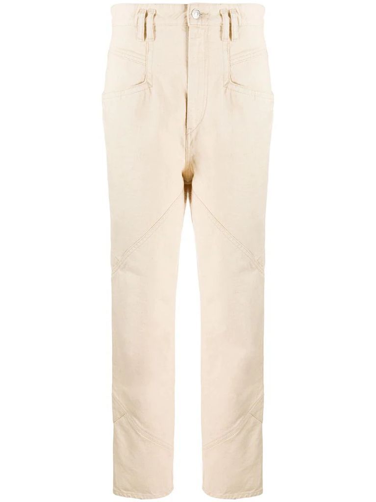 cotton straight-leg trousers