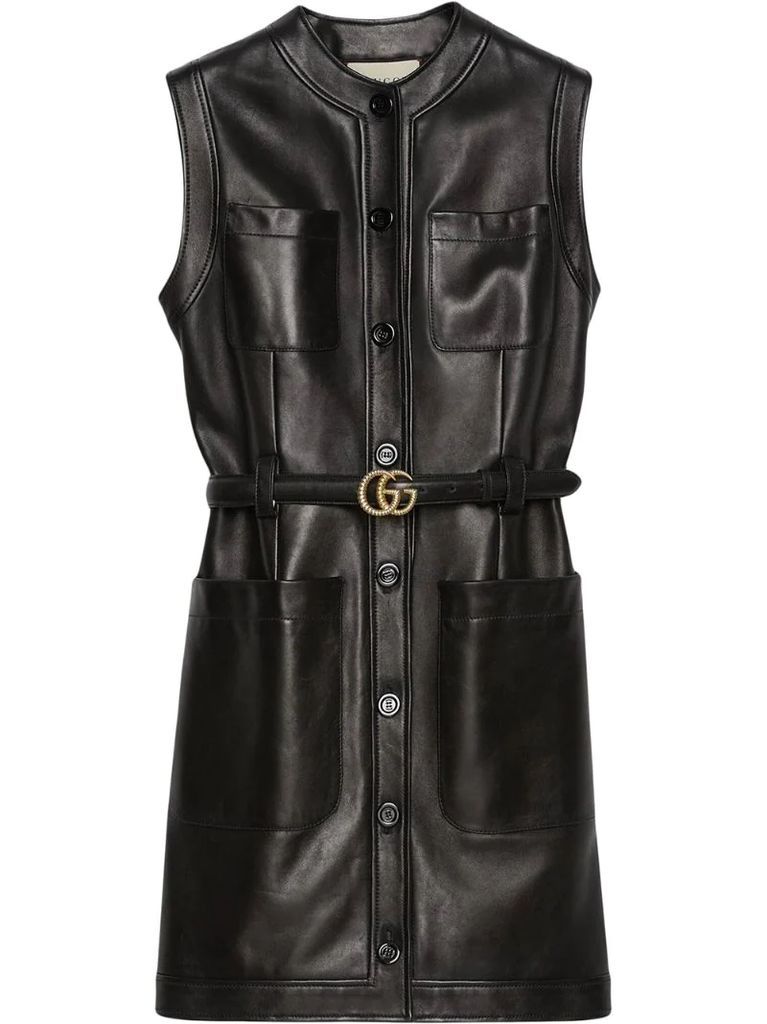 belted leather dress
