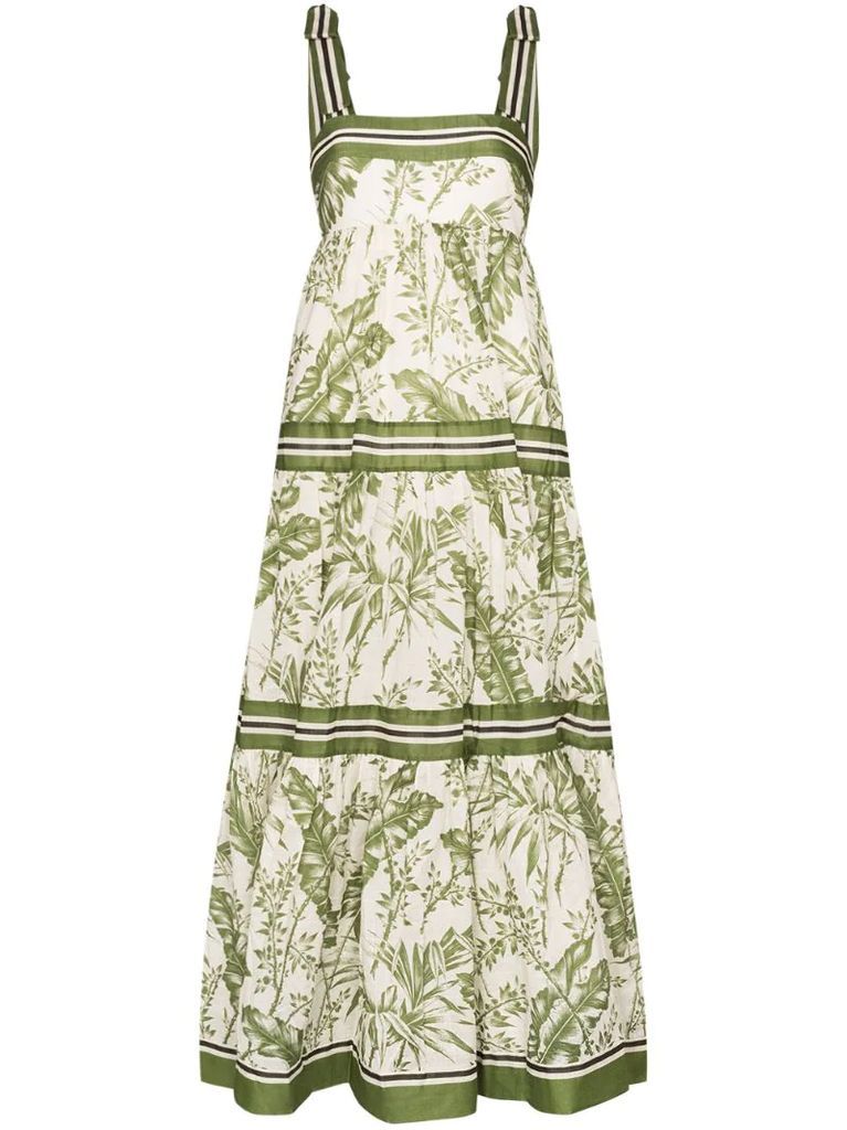 leaf-print maxi dress
