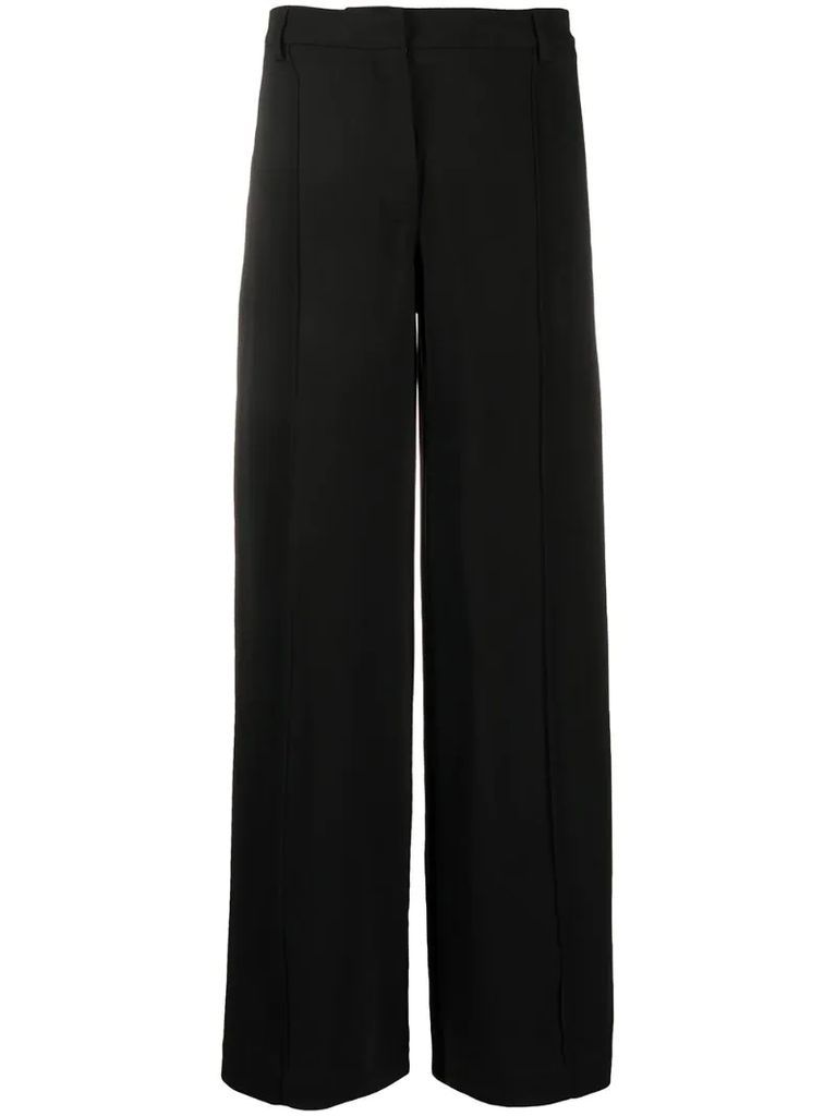 front-pleat flared trousers