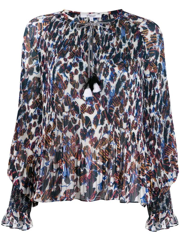 Helena pleated speckled floral blouse