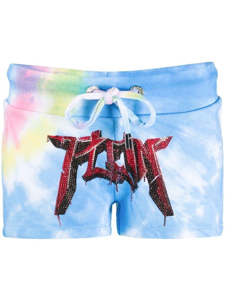 tie-dye print embellished shorts