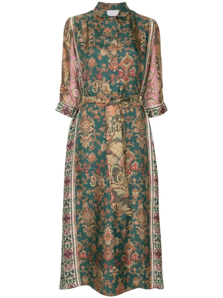 mixed-print silk dress