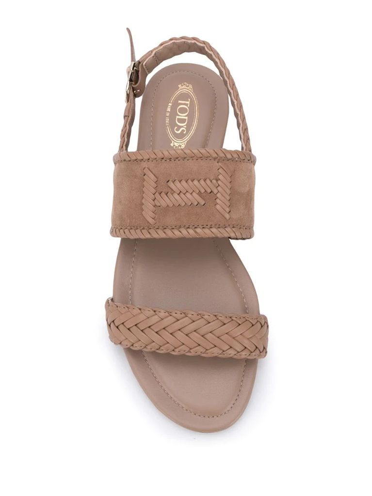braid-detail flat leather sandals