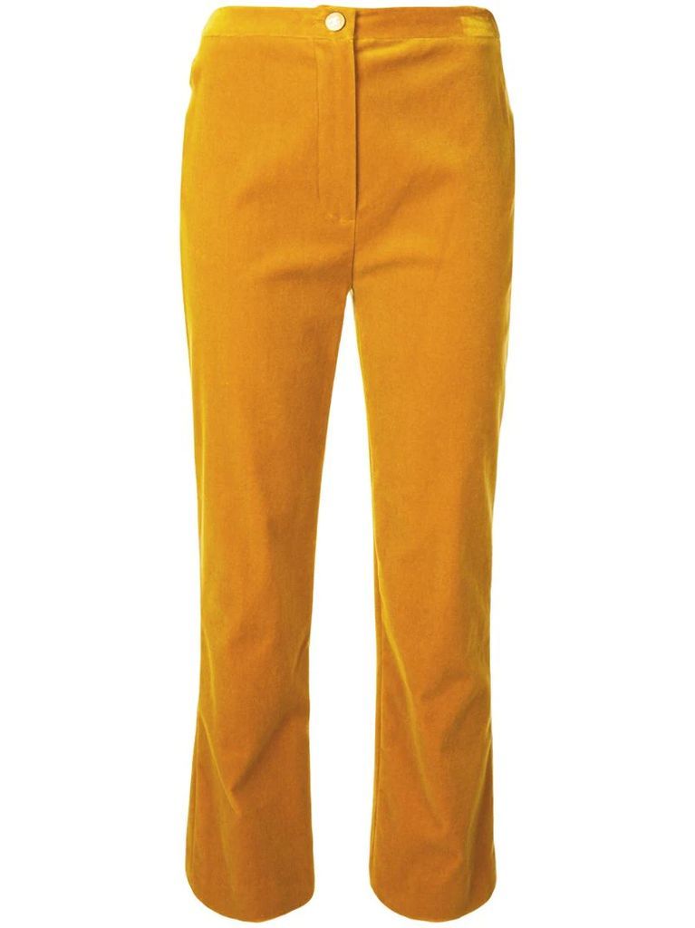 velvet cropped straight-leg trousers
