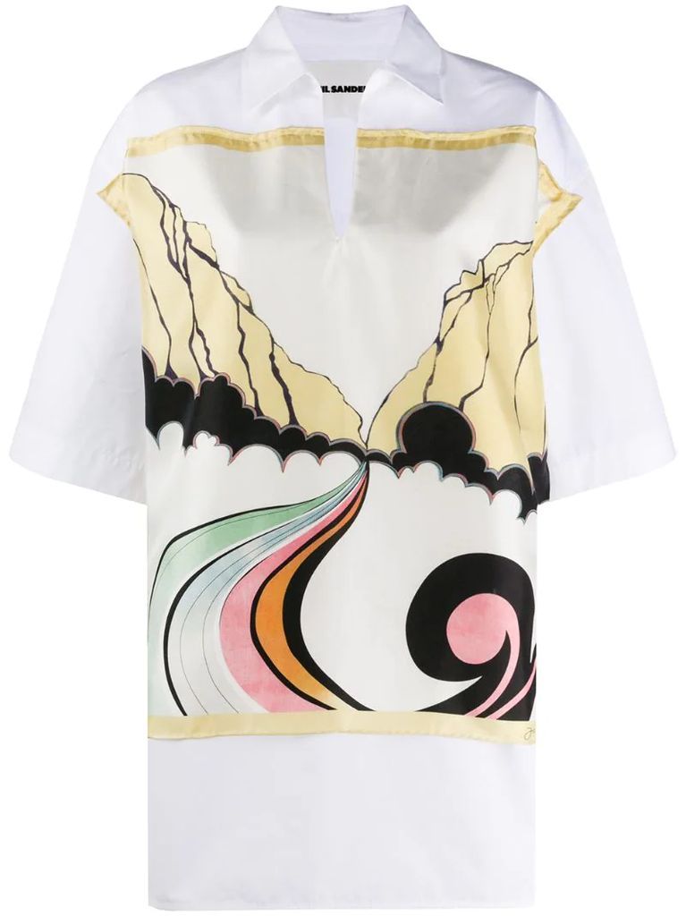 foulard-patch oversized polo top