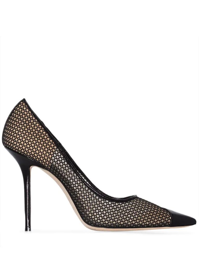 Love 100mm mesh and leather pumps
