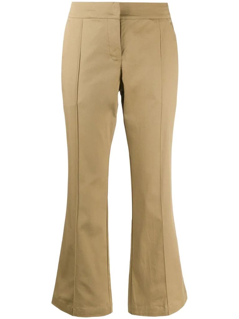 high-rise cropped kick-flare trousers