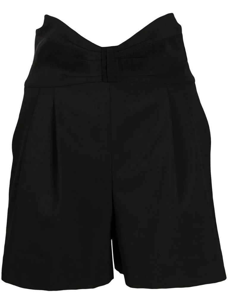 tuxedo bow detail high-waisted shorts