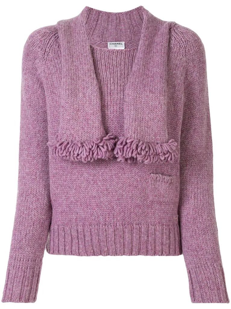 CC stole motif long sleeve knit jumper tops