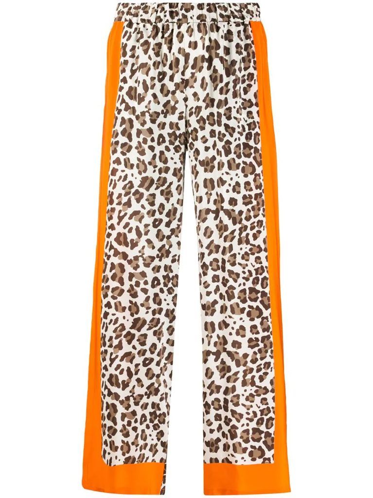 contrast leopard-print trousers