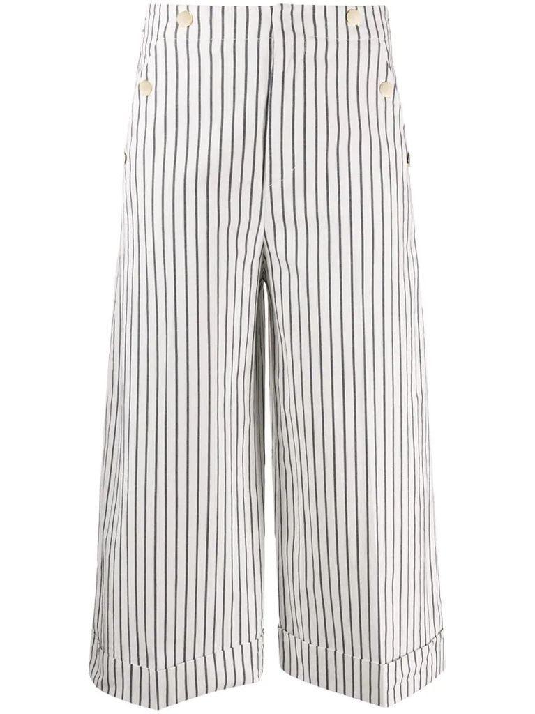 cropped striped pattern trousers
