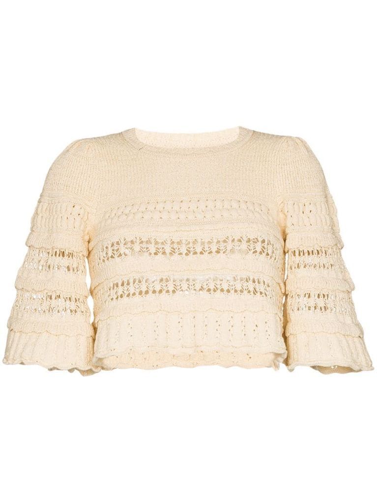 crochet-knit cropped jumper