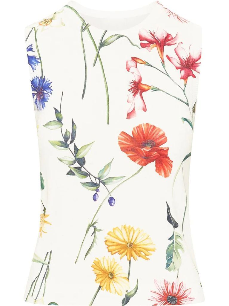 floral-print sleeveless top