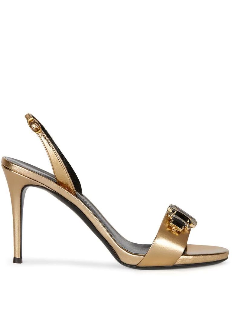 gemstone embellished stiletto sandals