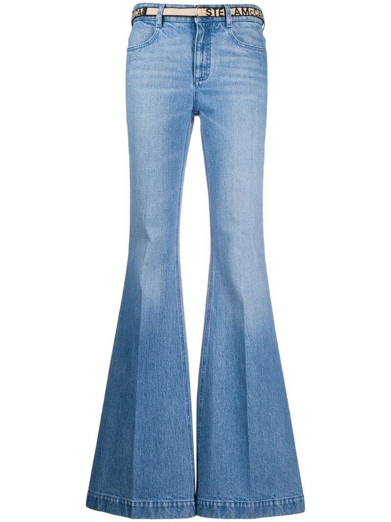 belted flared jeans