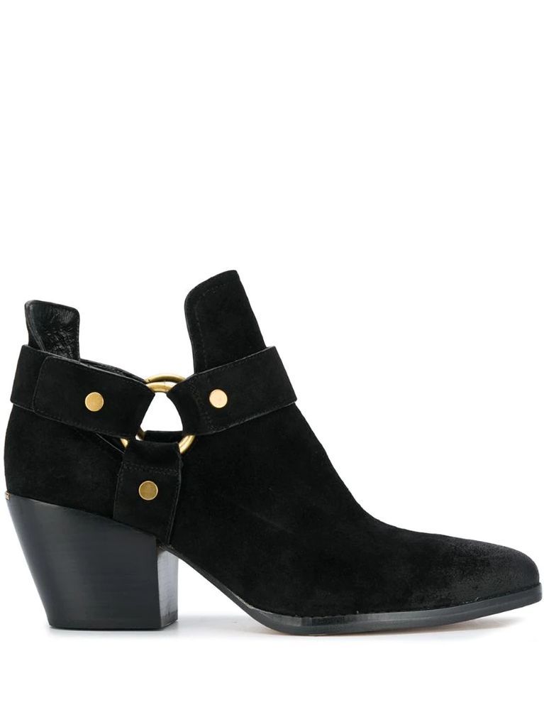 buckle leather ankle boots