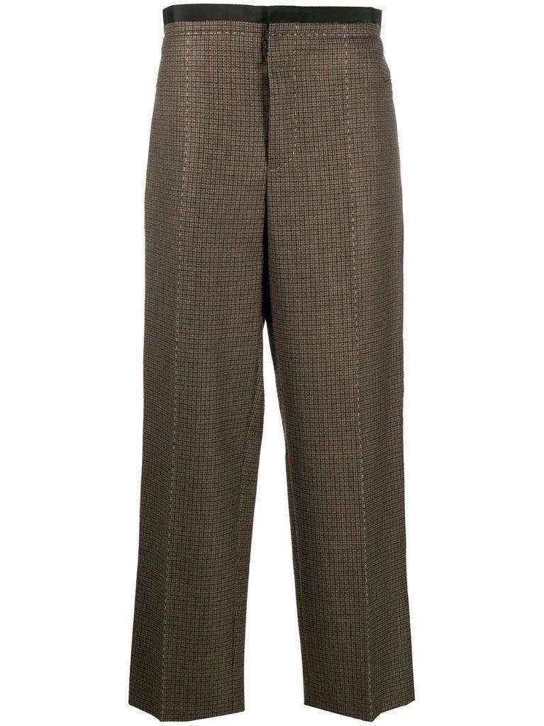 wool check straight trousers