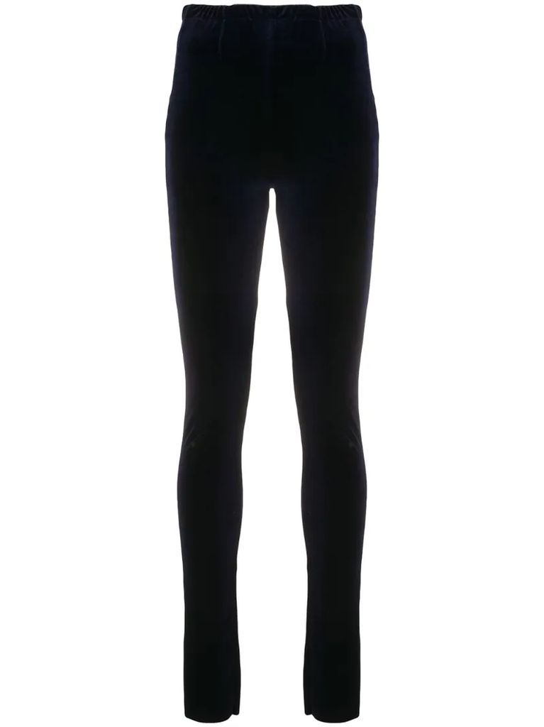 slim velvet-detail trousers