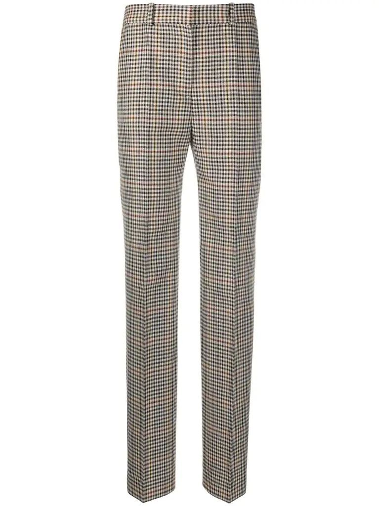 high-rise check trousers