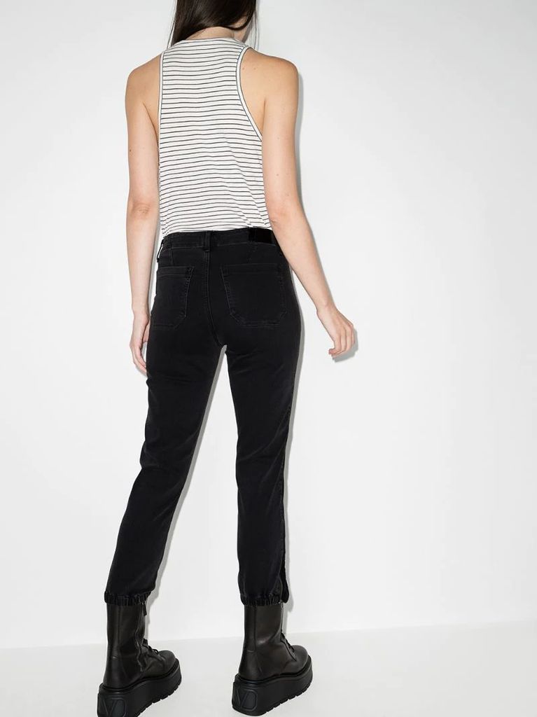 Mayslie velvet-stripe tapered jeans