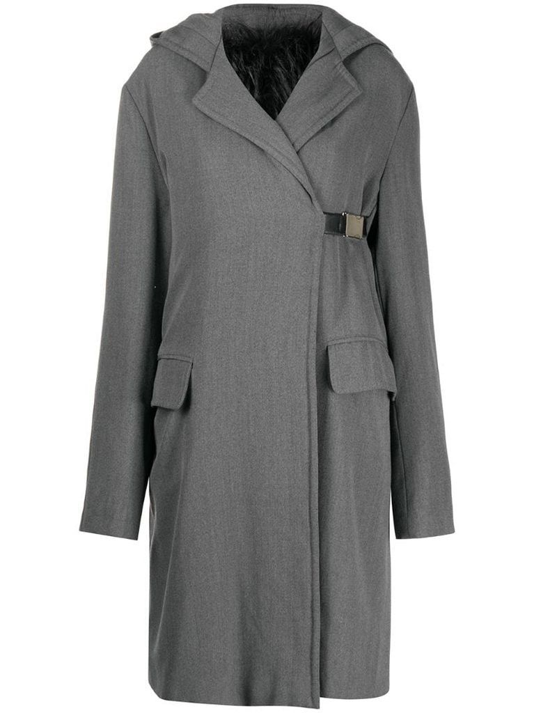 1990s hooded knee-length coat