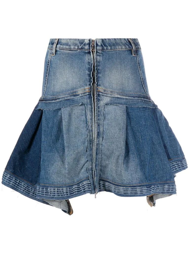 flared panelled-denim skirt