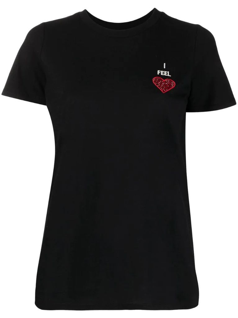 embellished heart patch T-shirt