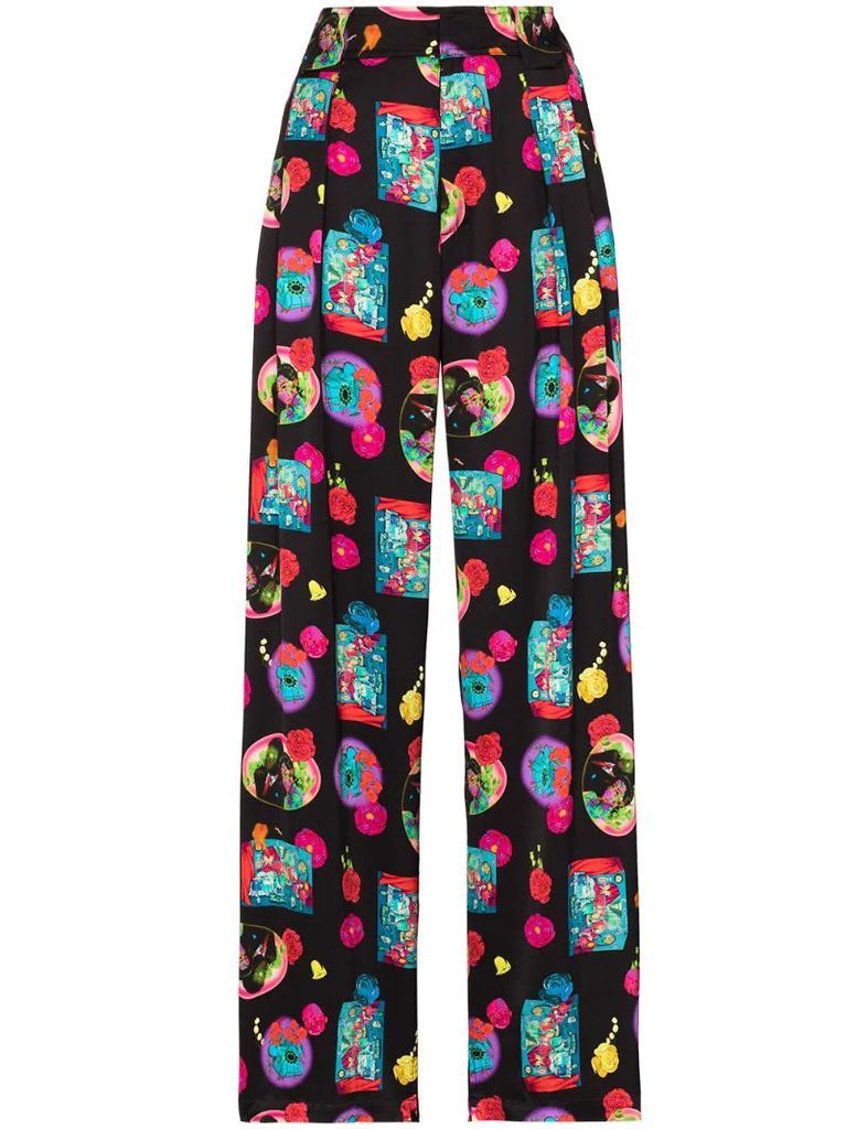 multiprint high waisted trousers