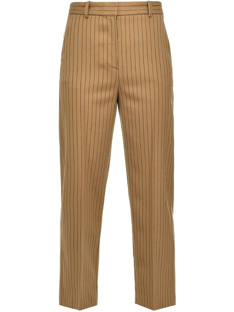 pinstripe tapered trousers