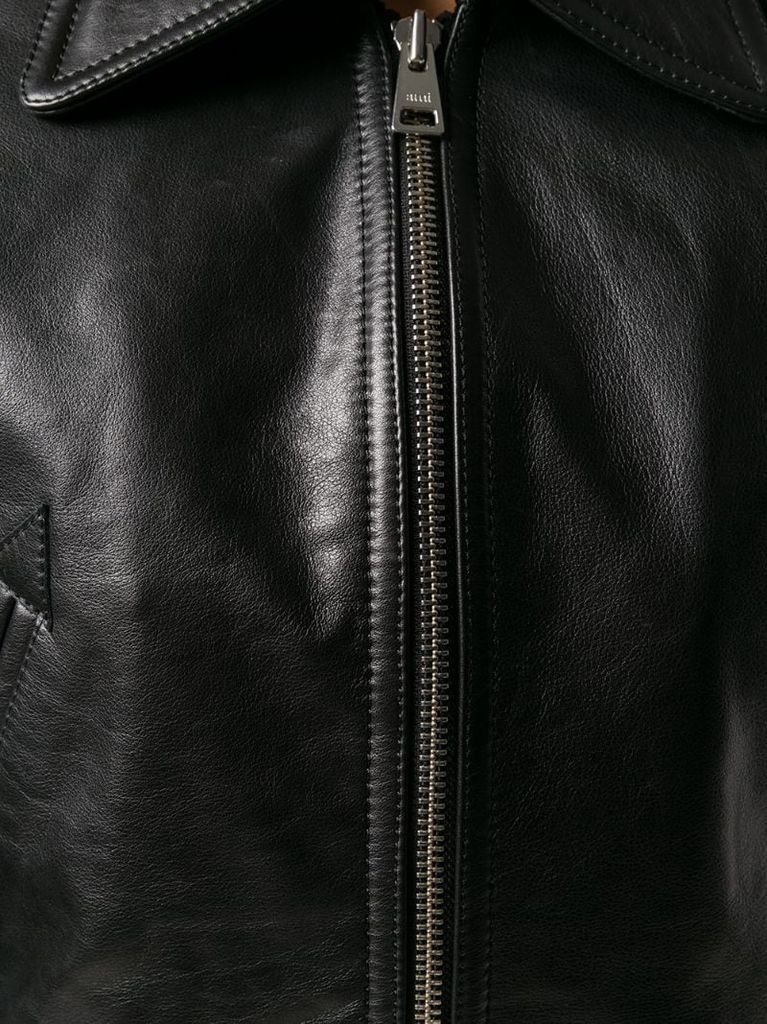 zipped leather jacket
