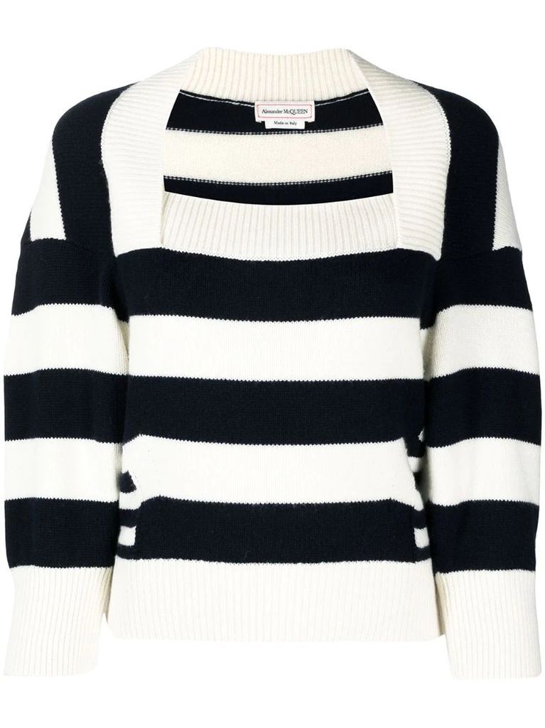 striped wool-cashmere top